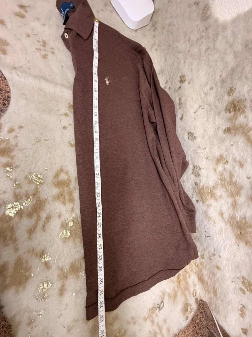 Polo Ralph Lauren Long Sleeve Polo Shirt‎ Mens XL Brown Classic Pony Casual